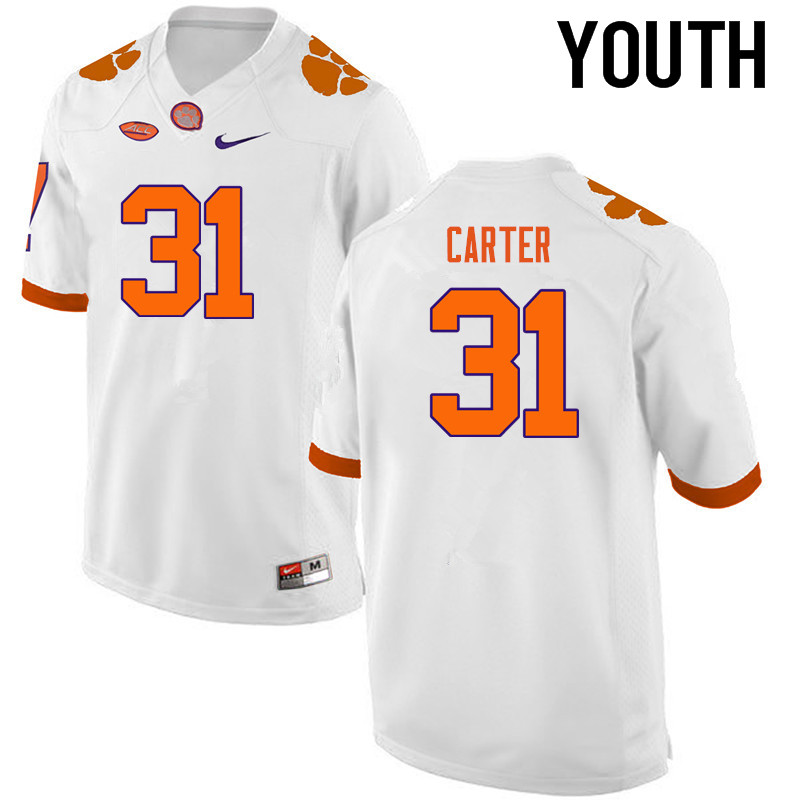 Youth Clemson Tigers #31 Ryan Carter College Football Jerseys-White - Click Image to Close